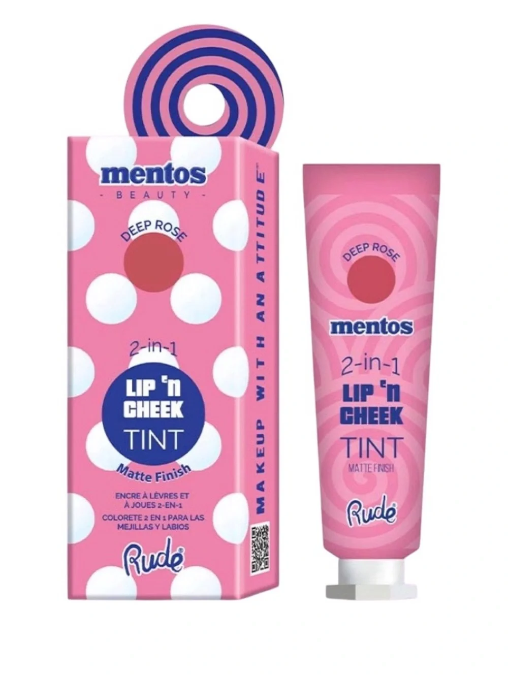 Rude Mentos Deep Rose 2-in-1 Lip 'n Cheek Tint Pink Blush Lipstick Cruelty-free
